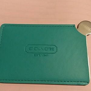 Teal Coach pocket mirror or card holder